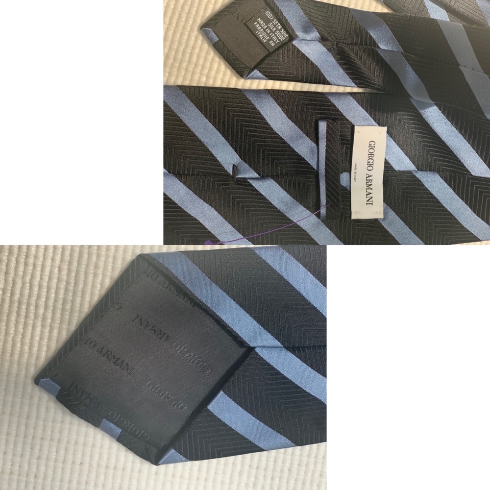 SOLD ‼️GIORGIO ARMANI 💙Classic Striped Tie in - Picture 2 of 6